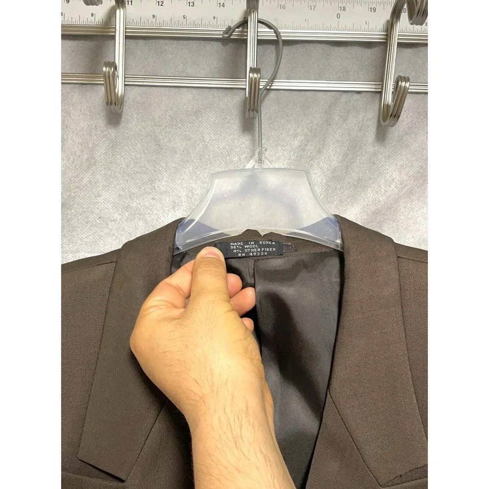 Paulo Solari Suit Men 42L Brown Athletic Fit Double Breasted Wool 34X32 P Luxury